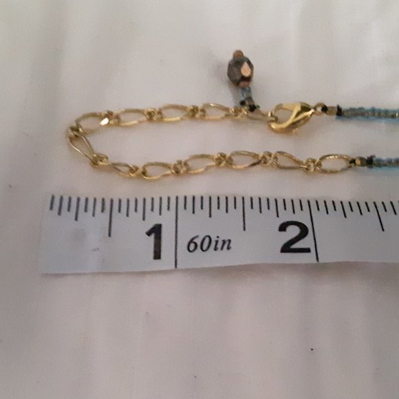 Blue Iridescent Seed Bead Necklace - Picture 12 of 13